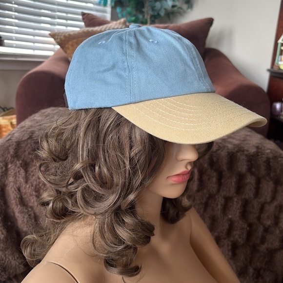 NWOT POL Two-Tone Blue & Tan Cap Adjustable Baseball Hat 100% Cotton Sporty - Picture 4 of 16